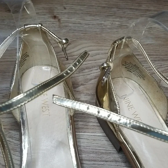Nine West Womens Gild Metallic Closed Toe Ankle Strap Shoes Size 8M - Picture 8 of 12